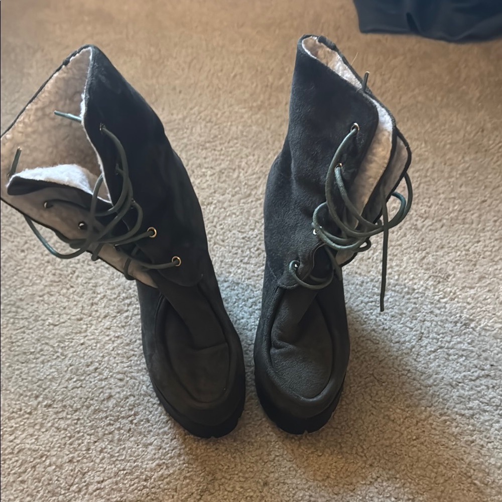Women's forest green suede boots